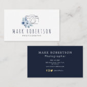 blauw visitekaartje met fotograaf (Voorkant / Achterkant)