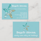 Blauw Visitekaartje met zeester voor Beach House (Voorkant / Achterkant)