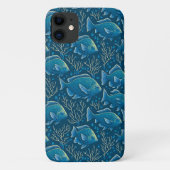 Blauw vispatroon Case-Mate iPhone case (Achterkant)