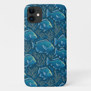 Blauw vispatroon iPhone 11 hoesje