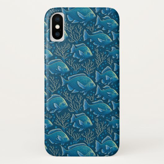 Blauw vispatroon Case-Mate iPhone case (Achterkant)