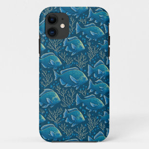 Blauw vispatroon iPhone 11 hoesje