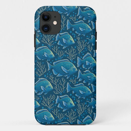 Blauw vispatroon Case-Mate iPhone case (Achterkant)