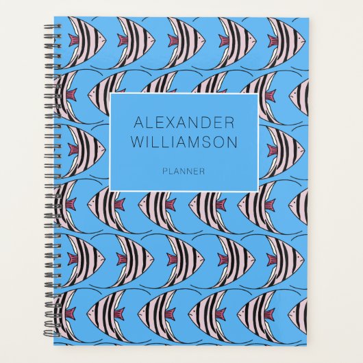 Blauw vispatroon planner (Voorkant)