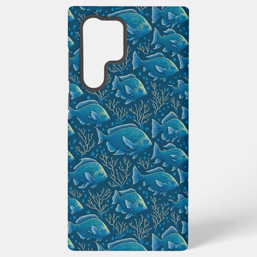 Blauw vispatroon samsung galaxy hoesje (Achterkant)