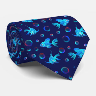 blauw vispatroon stropdas