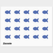 blauw vispictogram ronde sticker (Vel)