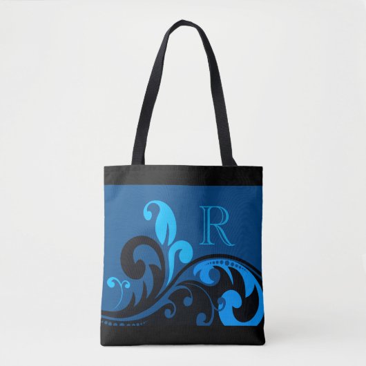 Blauw Vlaams design met monogram Tote Bag (Voorkant)