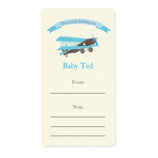 Blauw vlak Boekplaat Etiket (Voorkant)