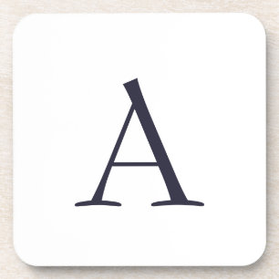 Blauw Vlak Elegant Modern Monogram Initiaal Bier Onderzetter