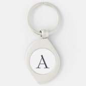 Blauw Vlak Elegant Modern Monogram Initiaal Sleutelhanger (Voorkant)