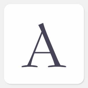 Blauw Vlak Elegant Modern Monogram Initiaal Vierkante Sticker