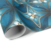 Blauw Vlekglas Abstract Kruis Cadeaupapier (Rol Hoek)