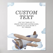  blauw vliegtuig - Birthday Party Custom Sign Poster (Voorkant)