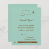 Blauw Vliegtuig Hart 4x5 Huwelijksbedankkaart Bedankkaart (Voorkant / Achterkant)