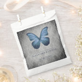 Blauw vlinder Damask bruiloft Bedankzakje (Geknipt)