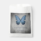 Blauw vlinder Damask bruiloft Bedankzakje (Voorkant)