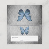 Blauw  vlinder damast receptie (Buitenkant ongevouwen)