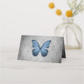 Blauw  vlinder damast receptie (Achterkant)