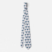 Blauw Vlinder Patroon Stropdas (Achterkant)