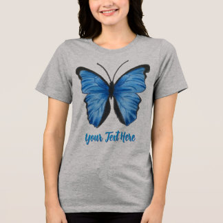 blauw vlinderontwerp Tri-Blend shirt