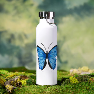 blauw vlinderontwerp waterfles