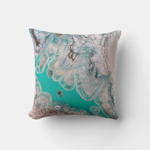 Blauw Vloeibaar Abstract Kunst Gooi Accent Kussen