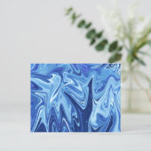 Blauw vloeibaar abstract patroon briefkaart (Staand voorkant)