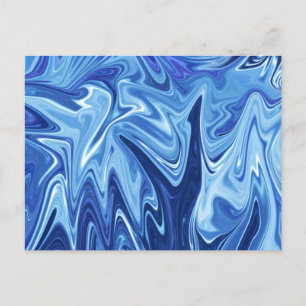 Blauw vloeibaar abstract patroon briefkaart