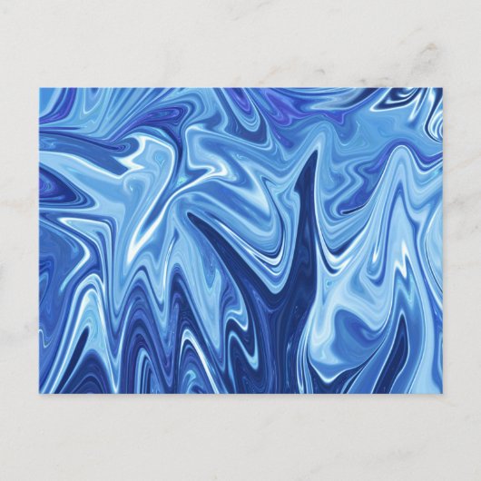 Blauw vloeibaar abstract patroon briefkaart (Voorkant)