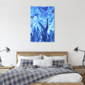Blauw vloeibaar abstract patroon canvas afdruk (Insitu (Slaapkamer))