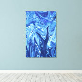 Blauw vloeibaar abstract patroon canvas afdruk (Insitu (Houten vloer))