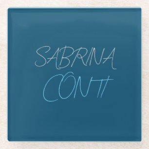 Blauw Voeg Naam Moderne Minimalistische Vlakte toe Glazen Onderzetter