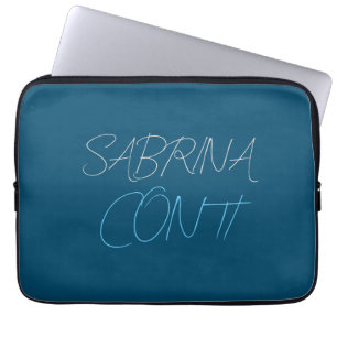 Blauw Voeg Naam Toe Modern Minimalistisch Eenvoudi Laptop Sleeve