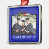 Blauw Voeg uw foto toe / Afstuderen jaar Metalen Ornament (Links)