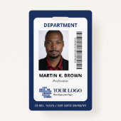 Blauw Voeg uw Logo barcode & foto toe Badge (Voorkant)