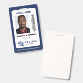 Blauw Voeg uw logo streepjescode & foto toe Badge (Voor- en achterkant)