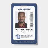 Blauw Voeg uw logo streepjescode & foto toe Badge (Voorzijde)