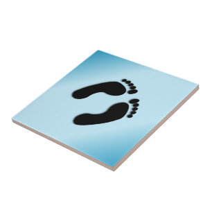 Blauw voetafdrukken tegeltje