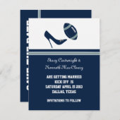 Blauw Voetbal Bruiloft Save The Date Aankondiging (Voorkant / Achterkant)