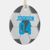 Blauw Voetbal Kerst Keramisch Ornament (Rechts)