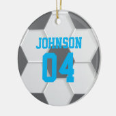 Blauw Voetbal Kerst Keramisch Ornament (Links)