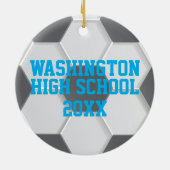 Blauw Voetbal Kerst Keramisch Ornament (Achterkant)