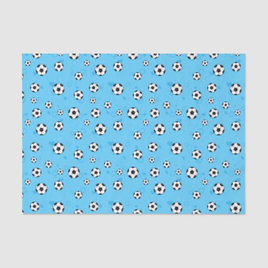 Blauw Voetbal Patroon Tissuepapier (Voorkant)
