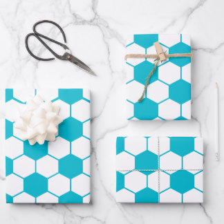 Blauw Voetbal patroon Wrapping Paper