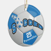 Blauw Voetbal | Personaliseren Keramisch Ornament (Links)