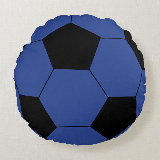 Blauw Voetbal Ronde Sierkussen Rond Kussen (Voorkant)