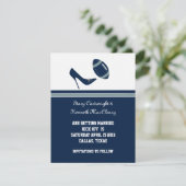 Blauw Voetbal Trouwdag Save The Date Aankondiging (Staand voorkant)