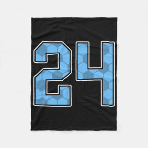 Blauw Voetbalpatroon Nummer 24 Shirt Speler Unifor Fleece Deken