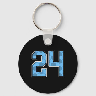 Blauw Voetbalpatroon Nummer 24 Shirt Speler Unifor Sleutelhanger